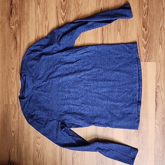 Lululemon Heathered Cerulean Blue Black Rulu Surge Warm Long Sleeve Reflec Shirt - Picture 5 of 15